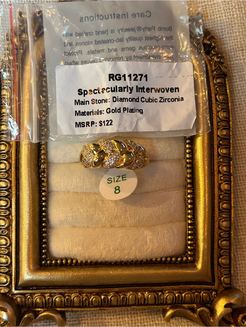 Bomb Party | Gold | Diamond CZ | Ring Size 8